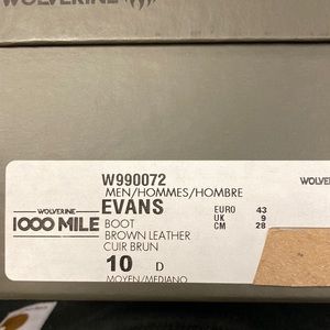 Brand new in box size 10 Brown wolverine, 1000
